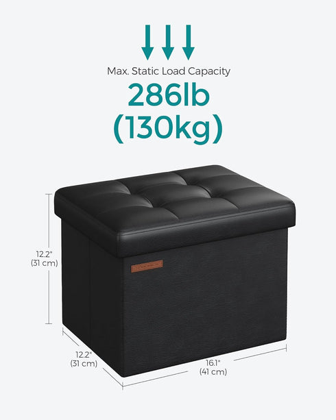 12.2 16.1 12.2 Inches, 286 lb ULSF100B01 SONGMICS Small Folding Storage Ottoman, Foot Rest Stool, Cube Footrest