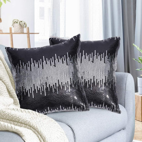 Juya Delight Throw Pillow Case, Set of 2 Sparkly Cushion Covers for Couch Sofa Home Decorative, 18x18 inches, Black