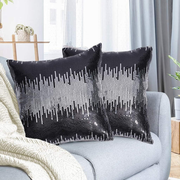 Juya Delight Throw Pillow Case, Set of 2 Sparkly Cushion Covers for Couch Sofa Home Decorative, 18x18 inches, Black