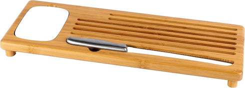 Set Eco-Friendly Large Bamboo Bread Board with Crumb Catcher & Dipping Dish