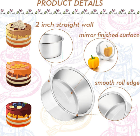 TeamFar 4 Inch Cake Pan, 4 Pcs Mini Cake Pan Round Tier Baking Tins Set, Stainless Steel, Healthy & Sturdy