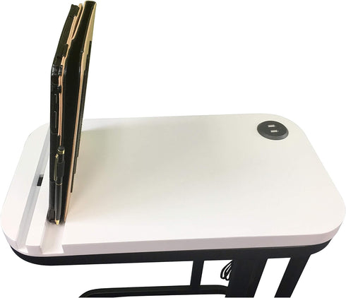 Leisure Space 18" 10" 24H Side Table SeetableSlot with USB Charging Ports CShaped Sofa Side Table with Device Slot