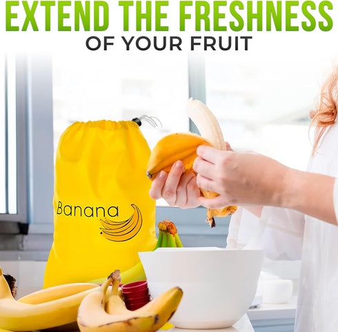 13.8 11 Inch Banana Bag To Keep Bananas Fresh Longer - x Reusable Banana Keeper for Freshness with Aluminium Foil