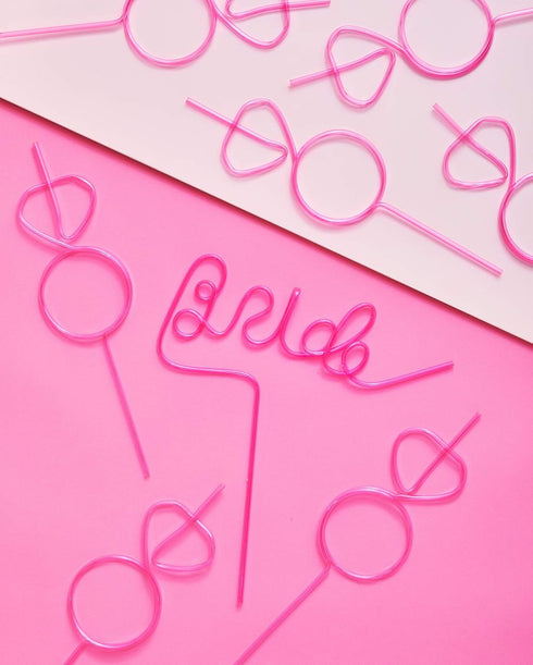 xo, Fetti Bachelorette Party XL Pink Bride + Diamond Ring Straw Set, 8 Pieces for Bridal Shower Decorations
