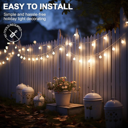 40Pcs Hetyue Hooks for Outdoor String Lights Clips: Heavy Duty Light Hook with Waterproof Adhesive Strips - Outside