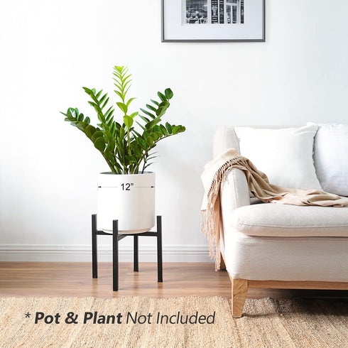 12 Inch Mkono Mid Century Modern Tall Metal Indoor Plant Stand - Fits Up to Planter, Black