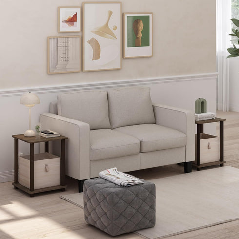 Set 2 Furinno Simplistic of End Table, Walnut/Brown