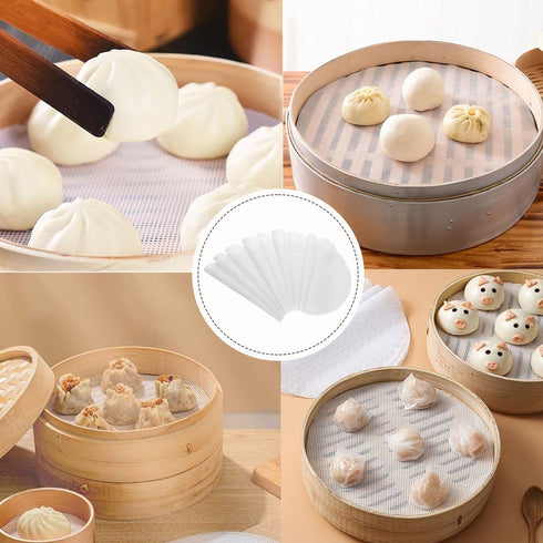 10 Pcs 10 inch Non-stick Silicone Steamer Mesh Mat, Reusable Bamboo Steamer Liner Pad for Home Kitchen Cooking