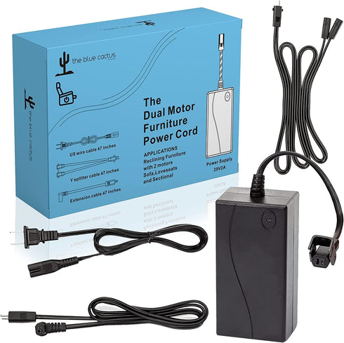 Dual Motor Power Supply Kit, Universally Compatible for Electric Reclining Furniture with Y Splitter Extension Cord