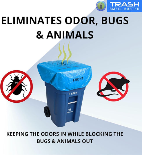 95 3 Pack Trash Can Smell Eliminator Cover Odor Eliminating Bag Lemon Scented Durable Chemical Free Gallon