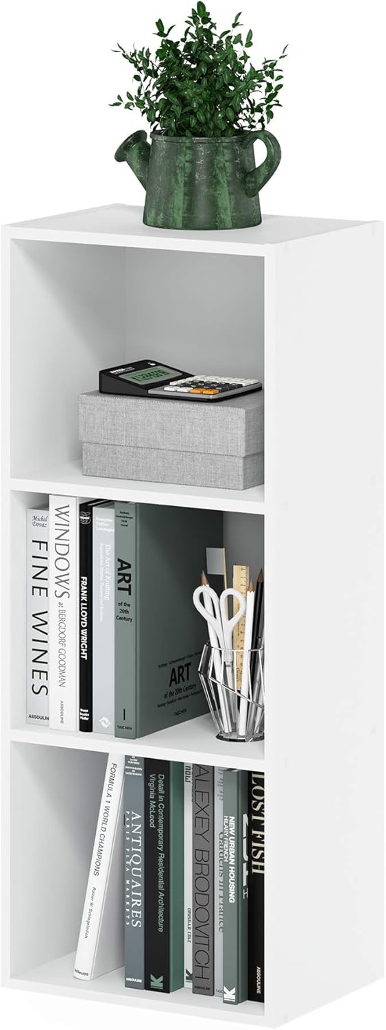 Furinno LUDER Book Shelf, 3-Cube Bookshelf, Bookcase with Open Shelves, 9.3 x