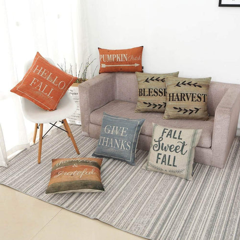 TRENDIN Pumpkin Patch Decorative Throw Pillow Cover, 20x12 Inch Rustic Fall Cushion Case for Home