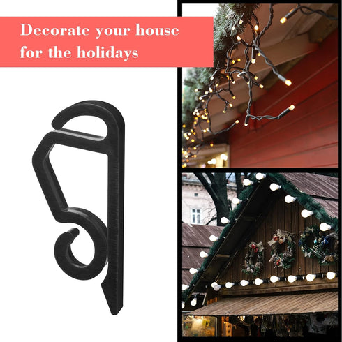 Marsui 120 Pieces Christmas Light Clips, Outdoor Gutter Hooks for Hanging String Lights (Black)