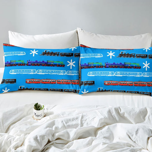 Set Set 3Pcs Feelyou Train Kids Boys Bed Sheets Retro Steam Engine Toddler Sheet for Teens Railway Track Transport Bed