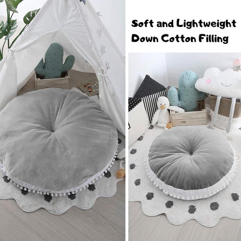 Large Kids Floor Cushion Seating, Circle Kids Floor Pillow for Children, Round Playroom Pillows Reading Nook Big