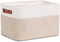 DULLEMELO Collapsible Rectangle Fabric Storage Basket, Organizing Clothes, Toys, Laundry, White & Khaki