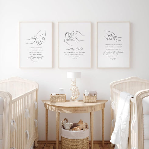 Joocrise Set 3 12x16 Inch Nursery Scripture Wall Art of Nursery Bible Verse Wall Decor Baby Christian Canvas Art