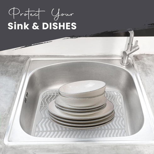 DecorRack 2 Pack Plastic Sink Protectors, 12" x 11" Dish Rack, Protects Kitchen Sink from Damage