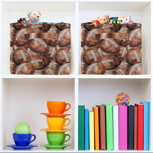 Football Rectangular Storage Basket Organizer Bin for Home, Office, and Dorm Use