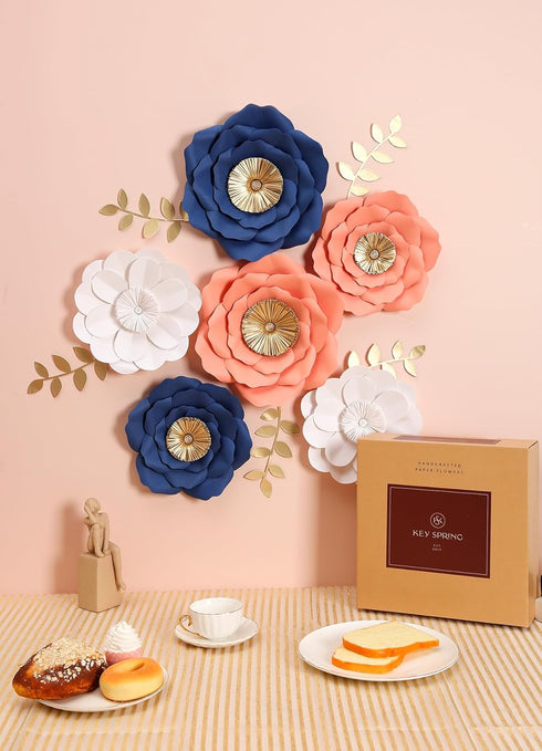 Set 6, Giant Paper Flowers Decorations for Wall, Wedding, Bridal Shower, Baby Shower, Nursery Wall Decor, Birthday