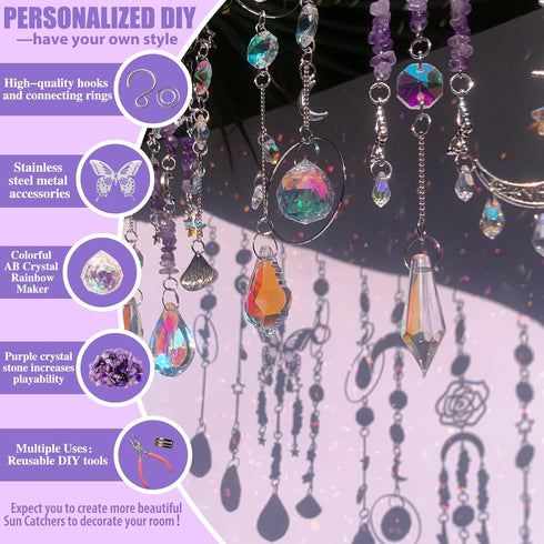 400pcs DIY Suncatcher Kit Sun Catchers Making Kit Supplies Art and Crafts for Adults With Tutorial Hanging Prism Sun