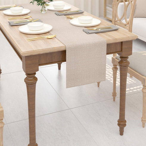 NATUS WEAVER 2 12 90 Inch Soft Caddice Faux Linen Side Table Runner, eco-Friendly Fabric Handcrafted Runner, Natural