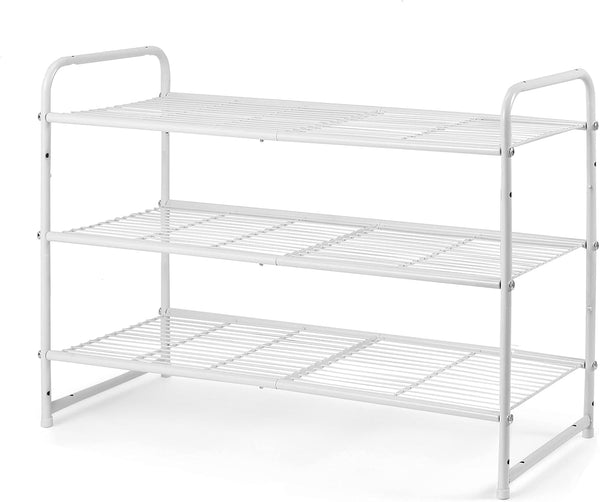 Simple Trending 3-Tier Stackable Shoe Rack, Expandable & Adjustable Shoe Shelf Storage