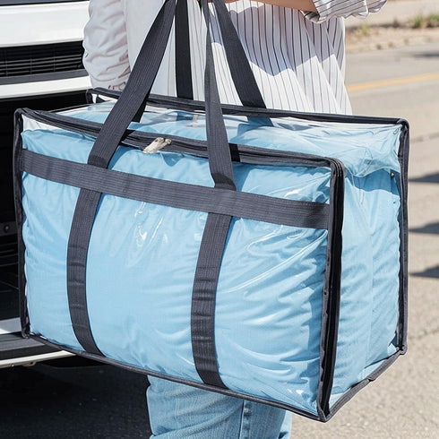 Mr Hsiung 3 PACK Clear Clothes Storage Bags with Sturdy Zippers for Comforters, Blankets, Bedding, Pillows