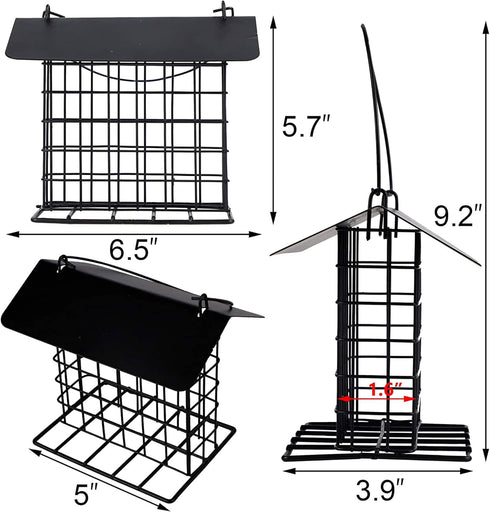 winemana Outdoor Wild Bird Feeder, Black Small Hanging Metal, Rainproof Squirrel-Proof for Outside Office