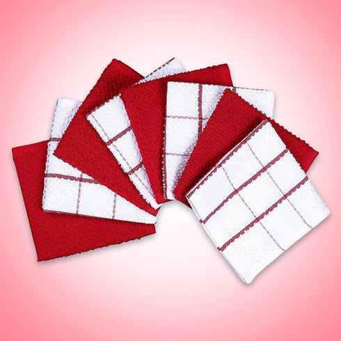 Set 8 (12"x12" Inch) AMOUR INFINI Cotton Kitchen Dish Cloths of Highly Absorbent, Super Soft Premium Terry Cleaning