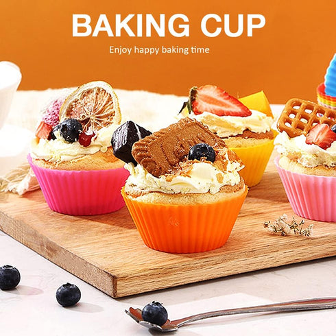 Extra Large Silicone Cupcake Baking Cups, 12 Pack, 3.54 Inch Reusable Muffin Liners, Easy to Clean for Cupcake, Muffin