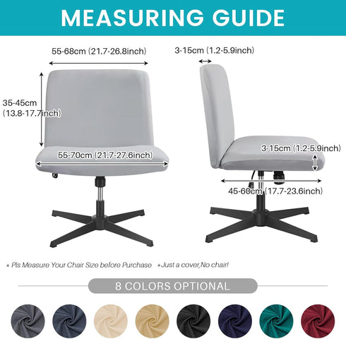 Armless Office Desk Chair Cover Stretch Waterproof Jacquard Wide Seat Mid Back Accent Chair Slipcover Criss Cross Chair