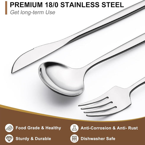 Silverware Set 20 Piece, Wildone Stainless Steel Flatware Set Service for 4, Includes Knife, Fork, Spoon Set