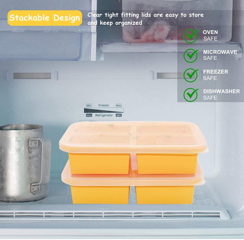 Bangp 1-Cup Silicone Freezing Tray with Lid, Silicone Soup Freezer Molds, Container for Food Storage - Makes 4 Perfect
