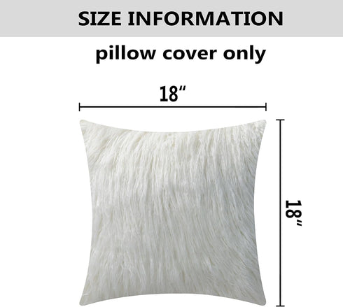 Home Brilliant 18x18 Fur Pillow Covers, Decorative Throw Pillow Covers Set of 2, Fluffy White