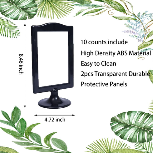 NahNah 10 Count) 4x6 Inch, 2 Double Sided Standing Picture Frames - (Black, Plastic Pedestal Photo Frame with Inserts