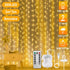 AOMIG Lights,300 Light,8 9.89.8Ft Fairy Curtain LED Warm White Window Curtain String Modes Waterproof Curtain String