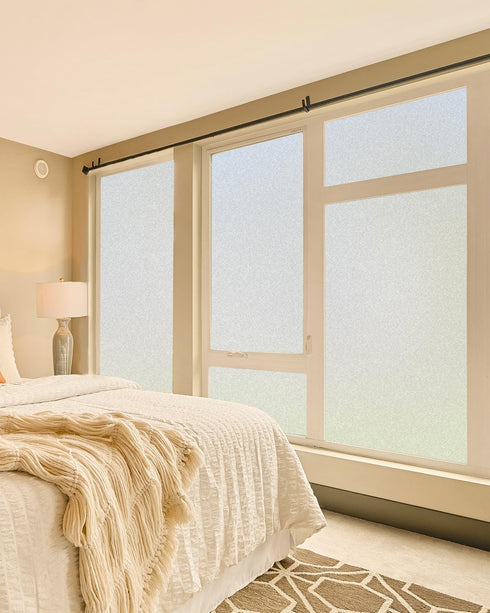 Frosted Glass Window Film, Decorative Bathroom Privacy Film for Glass Windows Cover, Static Cling, Removable, Anti-UV