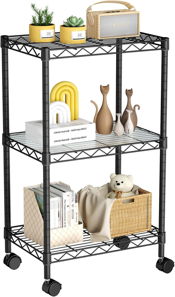 Golpart Small 3 Tier Shelves Storage Wire Shelving Unit Metal Shelf Adjustable