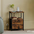 Fixwal Night Stand with Charger Station, Nightstand with Charging Station & Fabric DrawersRustic Brown