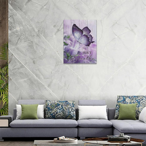 Farmhouse Butterfly Wall Art, Purple Bathroom Decor, Canvas Prints for Bedroom Living Room 12"x16"