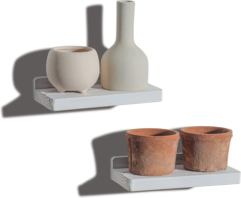 Freezing point Small Floating Shelves for Wall Set of 2 Natural Wood