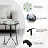 12" LIFFY Patio Side Table, Outdoor Metal Side Table with Glass Top, Indoor Round Accent End Table for Living Room