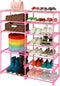 LNYZQUS 7-Tier Large Pink Shoe Rack, 24 -30 Pairs Tall Shoe Organizer
