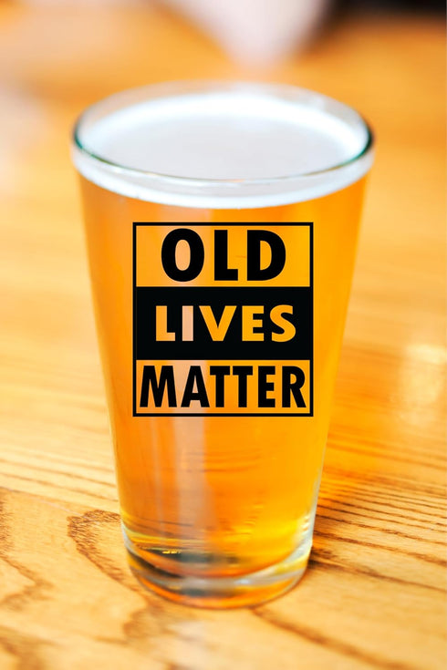 COOL AF Old Lives Matter Beer Glass - 16 Oz Funny Scratch Resistant Glass - Gag Gifts for Men, Birthday or Father’s Day