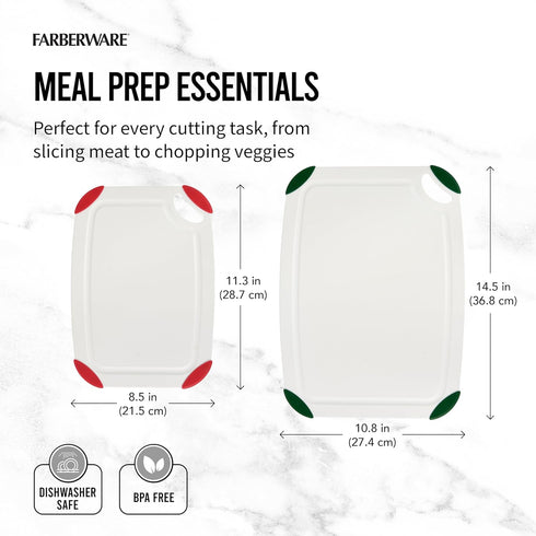 FARBERWARE Cutting Board Set, Made from Recycled PET with Non-Slip Edges, Durable & Dishwasher Safe, 2-Piece