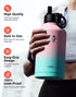 Water Bottle Insulated 64 oz with Straw & 3 Lids, Coolflask Half Gallon Metal Jug, Non-BPA