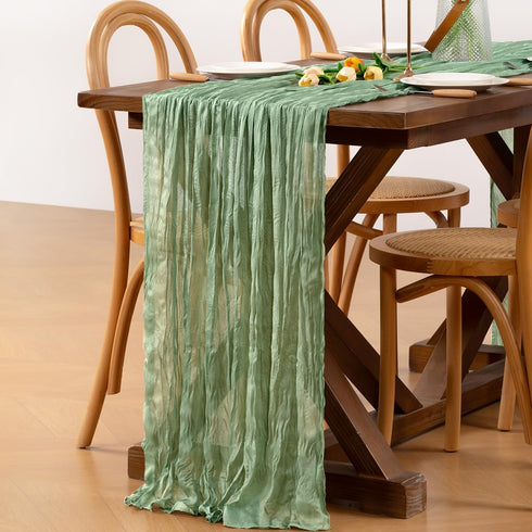 12pcs 22120 inches 10FT Sage Green Easter Spring Cheesecloth Table Runner Boho Gauze Table Runner for Spring Wedding