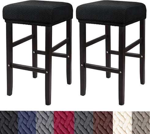 HFCNMY Rectangle Stool Covers, 2 Pack Stretch Bar Stool Covers with Elastic Bands