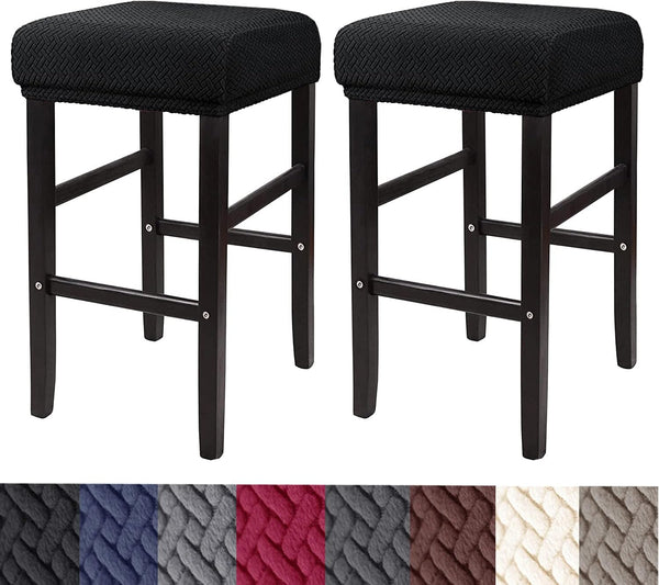 HFCNMY Rectangle Stool Covers, 2 Pack Stretch Bar Stool Covers with Elastic Bands